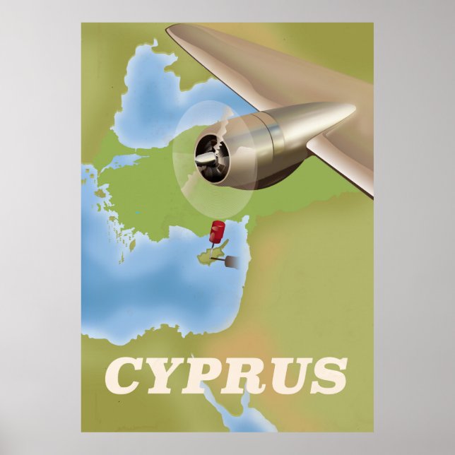 Cypernkarta vintage reseposter poster (Framsidan)