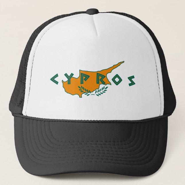 Cyperns cypros land flagga textsymbol greek trave keps (Framsida)