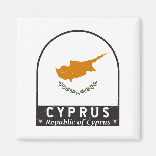 Cyperns Flagga Emblem Distress Vintage Magnet