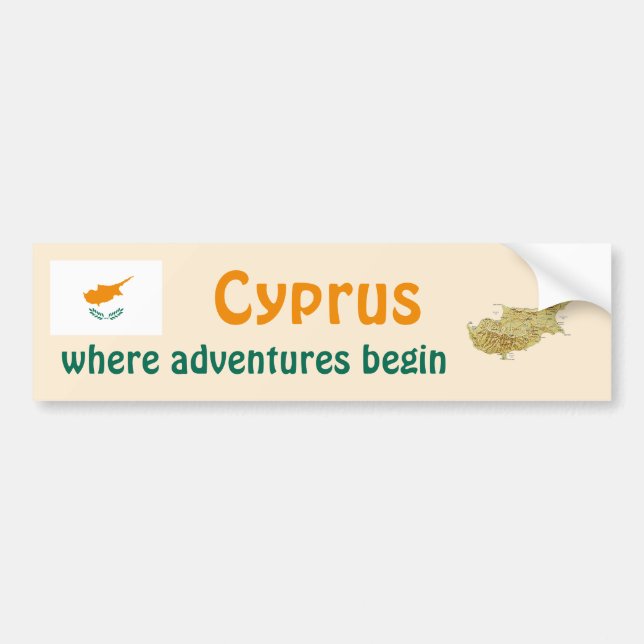Cyperns flagga + kart dekal (Framsidan)