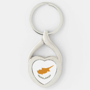 Cyperns flagga twisted heart silverfärgad nyckelring