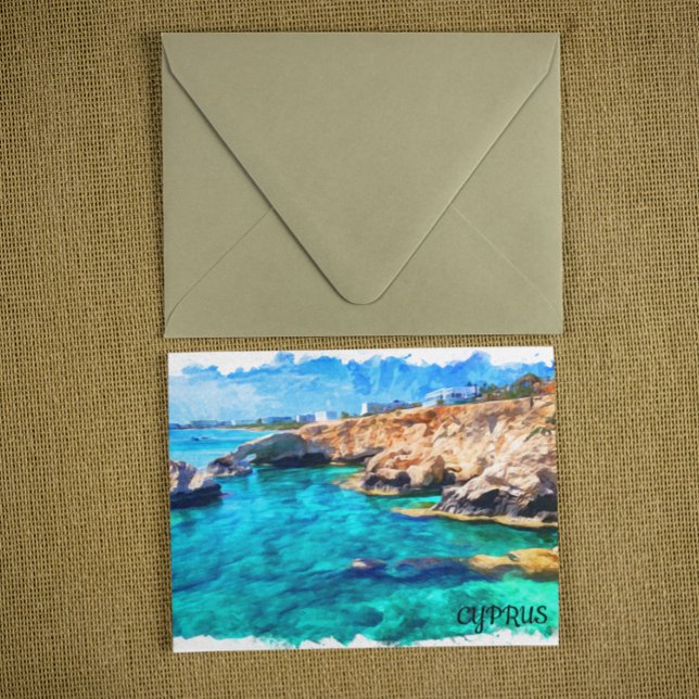 Cyperns landskapsresa i Medelhavet Vykort (cyprus mediterranean scenery postcard)