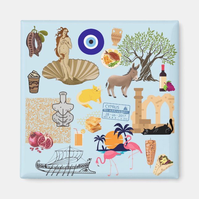 Cyperns symboler Travel Älskare Magnet (Framsidan)