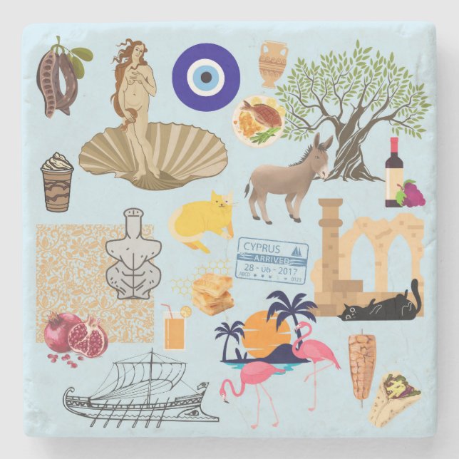 Cyperns symboler Travel Älskare Stenunderlägg (Framsidan)