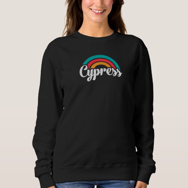 CYPRESS CA Retro Script Med Regnbåge  1 T Shirt (Framsida)