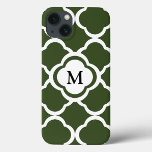 Cypress Grönt och White Quatrefoil Monogram