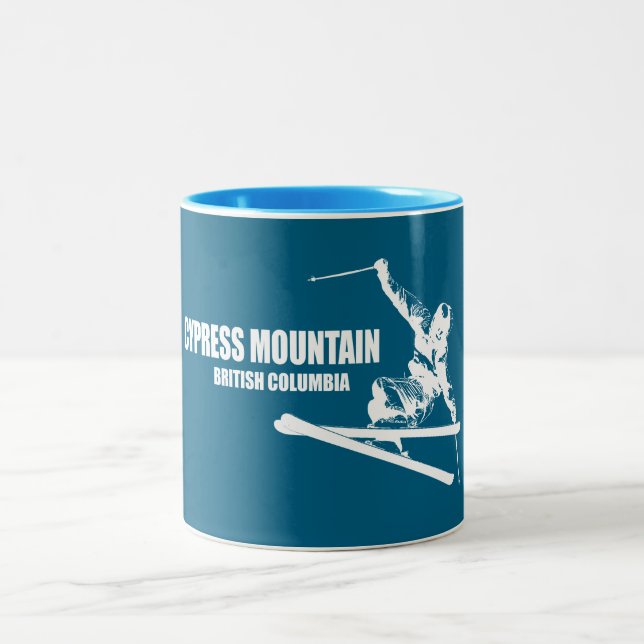 Cypress Mountain British Columbia Skier Två-Tonad Mugg (Center)