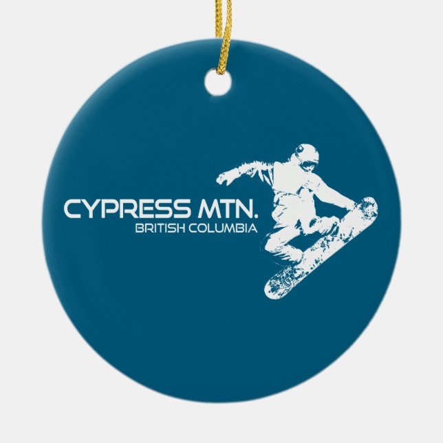 Cypress Mountain British Columbia Snowboardåkare Julgransprydnad Keramik (Framsidan)
