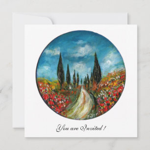 CYPRESS OCH VALLMO I TUSCANY, röd blå Inbjudningar
