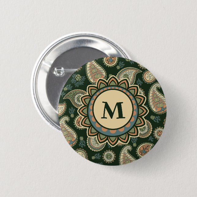 Cypress Paisley Mönster Button Knapp (Framsida & baksida)