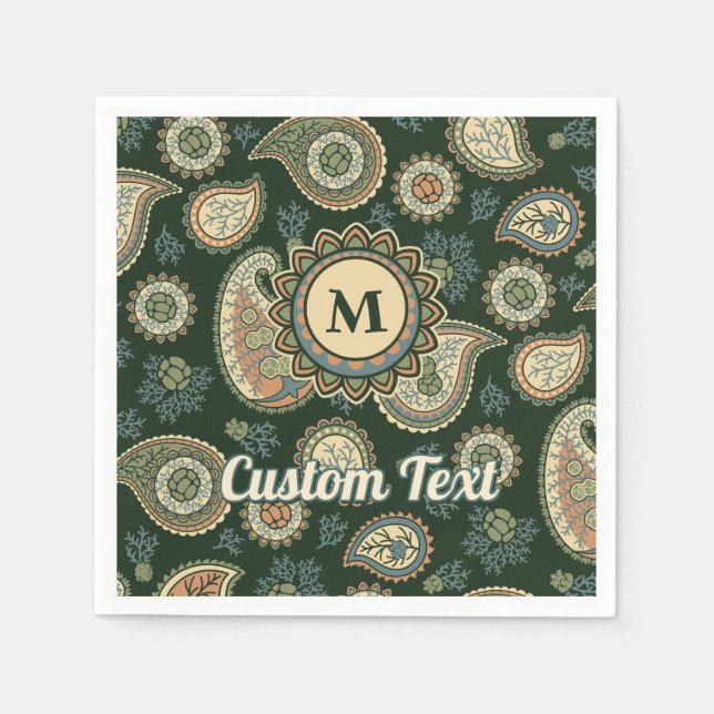 Cypress Paisley Mönster Napkins Pappersservett (Framsidan)