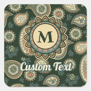 Cypress Paisley Mönster Square Sticker Fyrkantigt Klistermärke