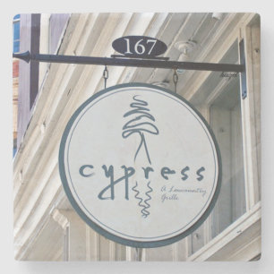 Cypress restaurang Charleston, Sc.-marmorCoaster. Stenunderlägg