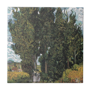 Cypress Träd av Van Gogh Kakelplatta