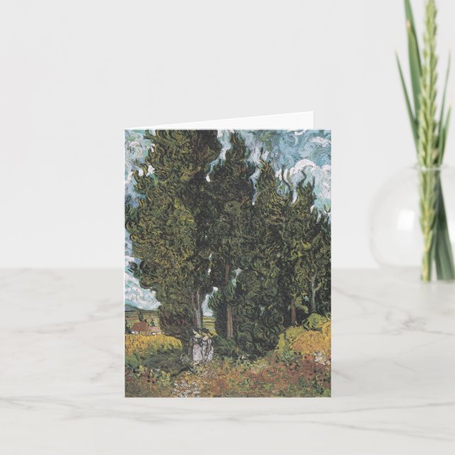 Cypress Träd av Van Gogh Kort (Framsida)