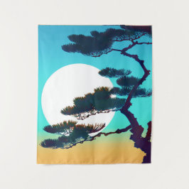 Cypress Träd och Full Moon