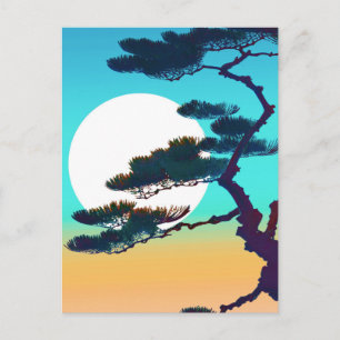 Cypress Träd och Full Moon Vykort