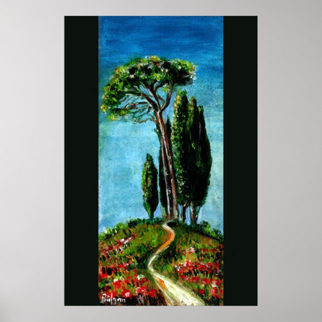 CYPRESS TRÄD OCH MEDITERRAN TALL I TUSCANY POSTER (Framsidan)