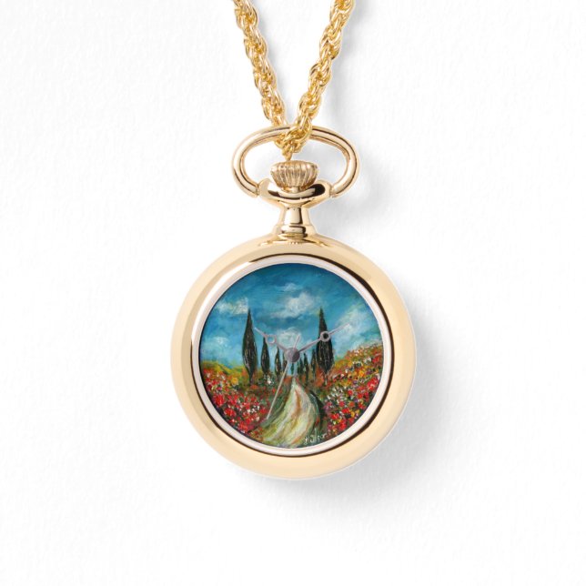 CYPRESS TRÄD OCH POPPIER I TUSCANY ROUNE ARMBANDSUR (Framsida)