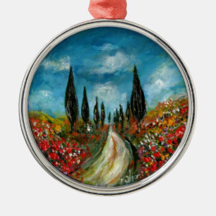 CYPRESS TRÄD OCH POPPIER I TUSCANY ROUNE JULGRANSPRYDNAD METALL