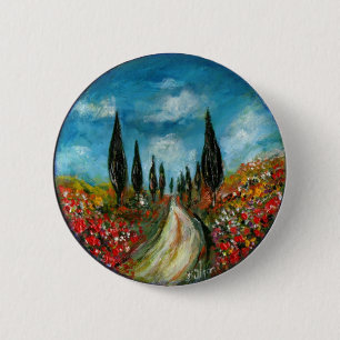 CYPRESS TRÄD OCH POPPIER I TUSCANY ROUNE KNAPP
