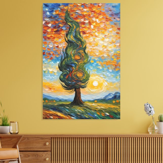Cypress viskar i solnedgången canvastryck (Insitu (Vardagsrum))
