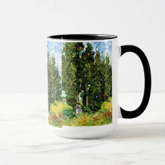 Cypressar med två kvinnor Van Gogh Fine Art Mugg