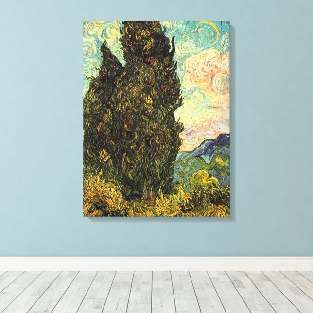 Cypresser av Vincent van Gogh Canvastryck (Insitu (trägolv))