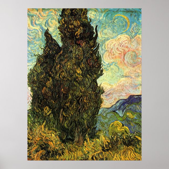 Cypresser av Vincent van Gogh Poster (Framsidan)