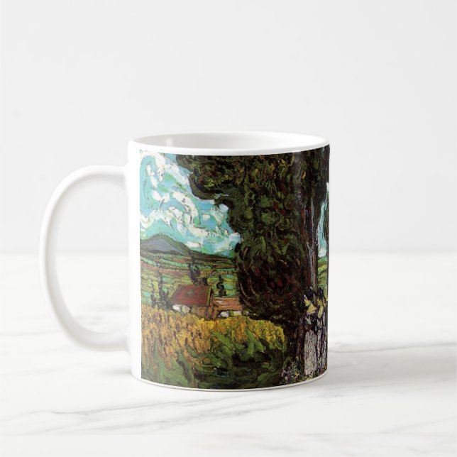 Cypresser med Female Figurer av Vincent van Gogh Kaffemugg (Vänster)