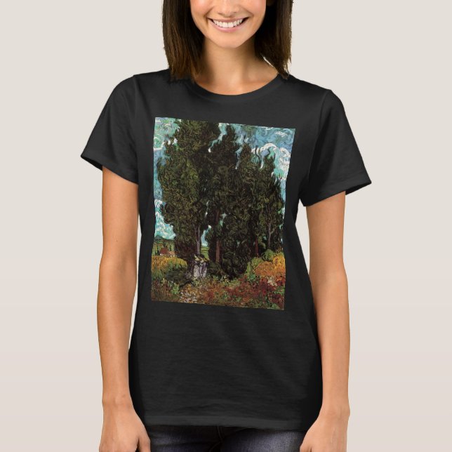 Cypresser med Female Figurer av Vincent van Gogh T Shirt (Framsida)