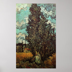 Cypresser och två kvinnor av Vincent van Gogh Poster