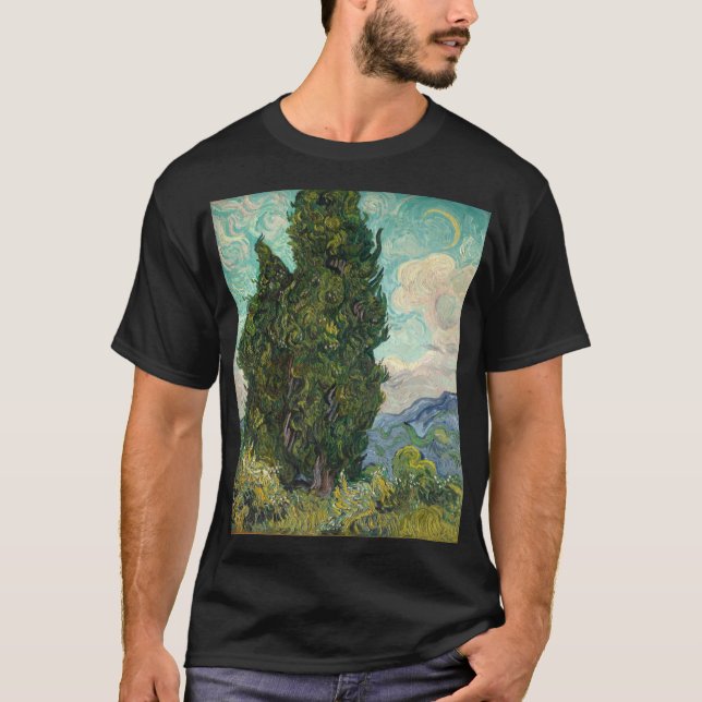 Cypresses 1889 Vincent Van Gogh T Shirt (Framsida)