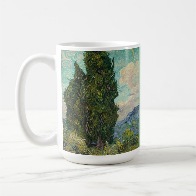 Cypresses av van Gogh Kaffemugg (Vänster)