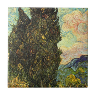 Cypresses av Vincent van Gogh Kakelplatta