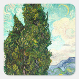 Cypresses liggande art Vincent Van Gogh-skräp Fyrkantigt Klistermärke