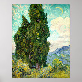Cypresses träd Vincent Van Gogh-landskapet Fine Ar Poster