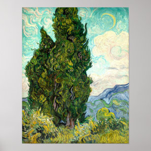 Cypresses träd Vincent Van Gogh-landskapet Fine Ar Poster