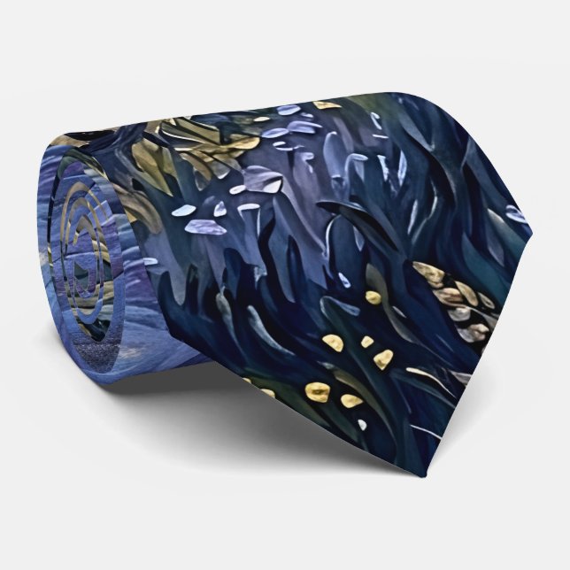 Cypresskväll Midnattsmåne i Van Goghs stil Konstve Slips (Rullad)