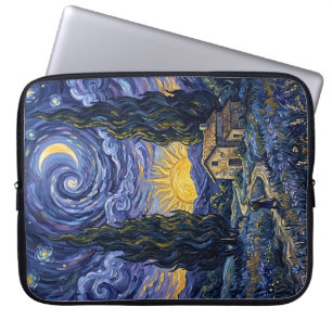 Cypresskväll Midnattsmåne i Van Goghs stil Vertika Laptop Fodral