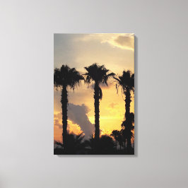 Cypriot Limassol Sunset – Mediterranean Palm Trees Canvastryck