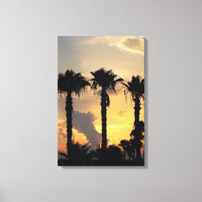 Cypriot Limassol Sunset – Mediterranean Palm Trees Canvastryck (Framsida)
