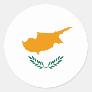 Cyprus Fisheye Flagga Sticker Runt Klistermärke