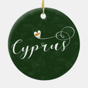 Cyprus Flagga Heart, Cypern Julgransprydnad Keramik