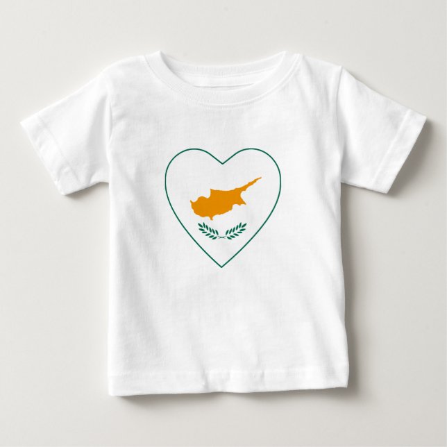 Cyprus Flagga Heart T-Shirt (Framsida)