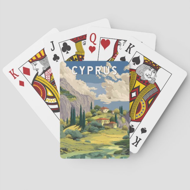 Cyprus Illustration Travel Art Vintage Casinokort (Baksidan)