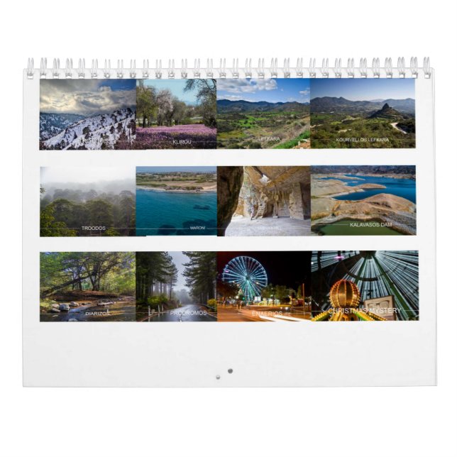 Cyprus Två sidor MediumCalendar, Vit Kalender (Baksida)