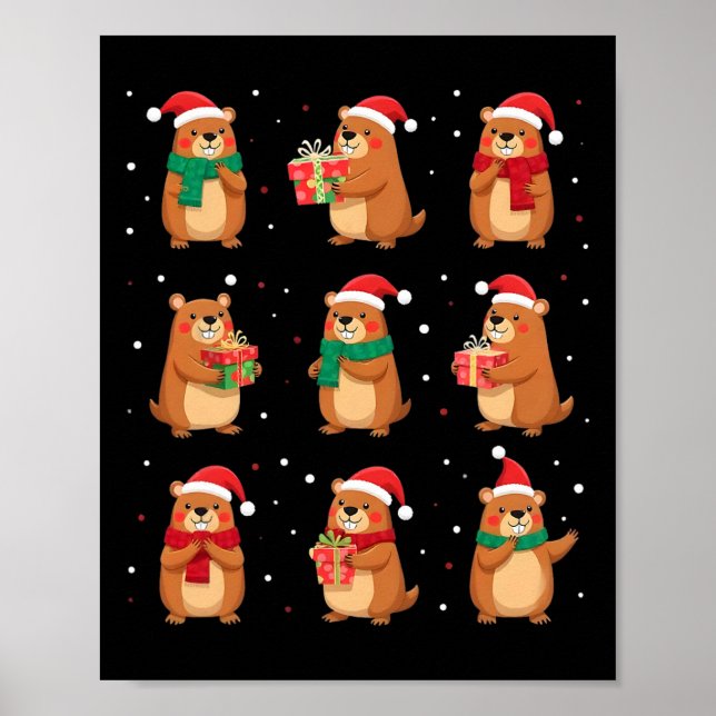 Cypybaras jul Santa Hat Funny Cypybara Älskare Poster (Framsidan)