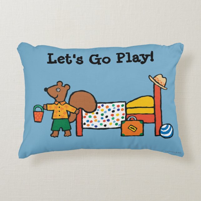 Cyril ekorren på semester prydnadskudde (Framsidan)