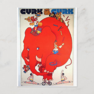 Cyrk Elephant Vintage affisch Vykort